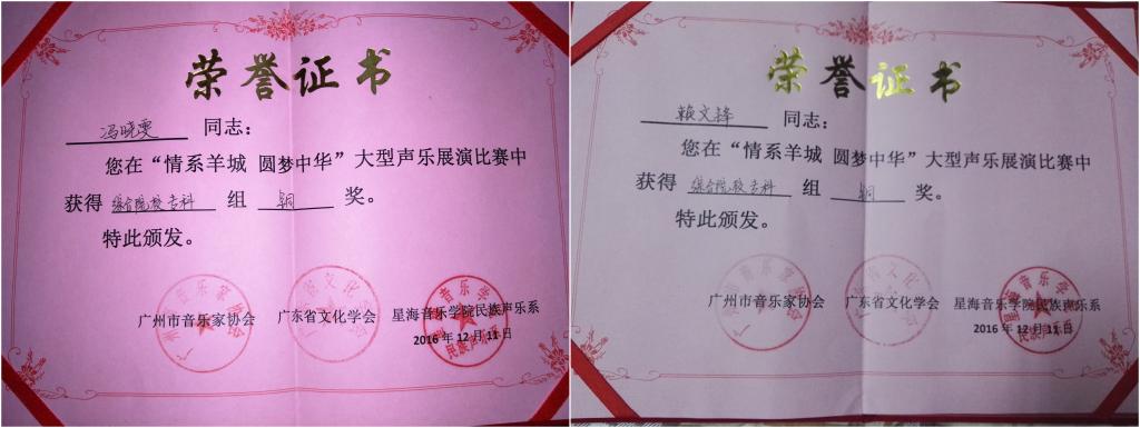 人文公司学子获奖证书